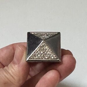 Noir Silver Pave Pyramid Stud Ring size 7